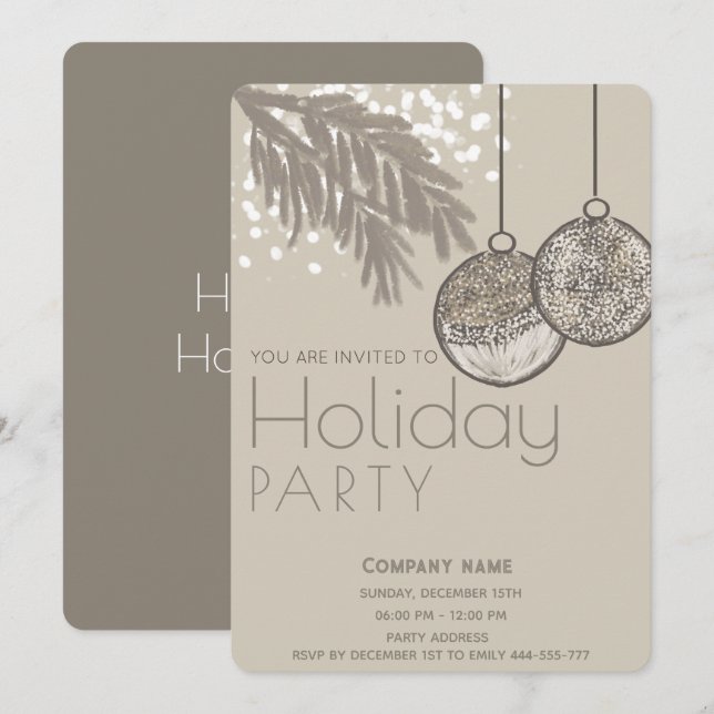 Invitación Ornamentos de la nieve de la acuarela Boho Holiday (Anverso / Reverso)