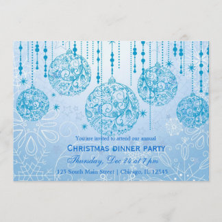Invitación Ornamentos de Navidad (azul)