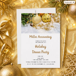 Invitación Ornamentos de Oro Negocio Fiesta de Navidad