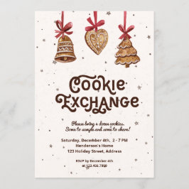 Invitación Ornamentos de pan de jengibre de Cookie Exchange