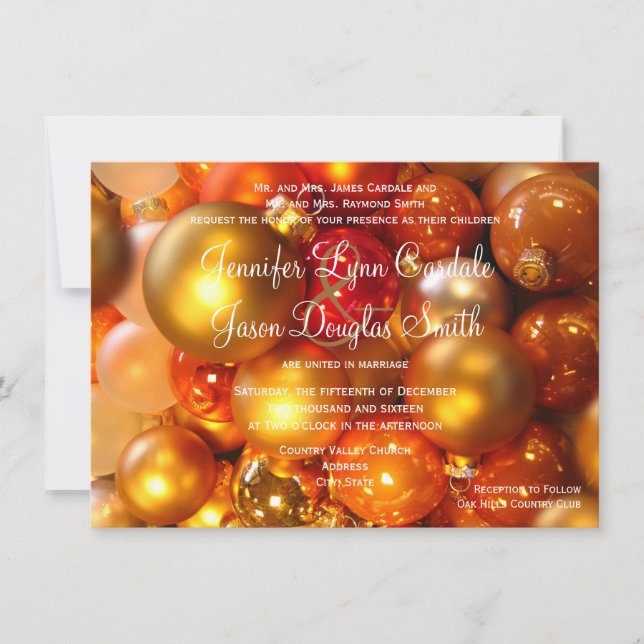 Invitación Ornamentos del navidad del día de fiesta que casan (Anverso)