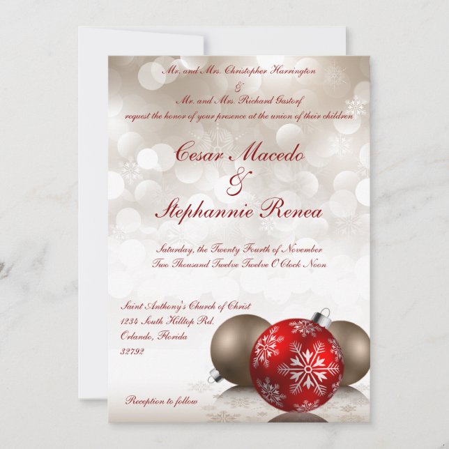 Invitación ornamentos del navidad del invierno de la (Anverso)