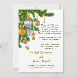 Invitación Ornamentos dorados y plateados en el Boda de ramas