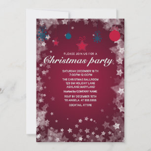 Invitación Ornamentos, Fiesta de Stars Dark Red Navidades