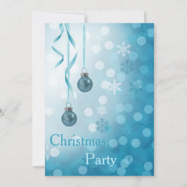 Invitación Ornamentos navideños de Blue Faux Purpurina
