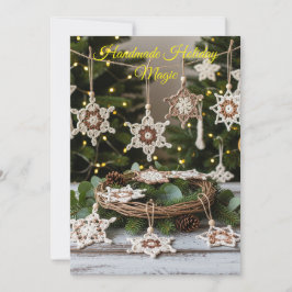 Invitación Ornamentos navideños de Boho Crochet Snowflake