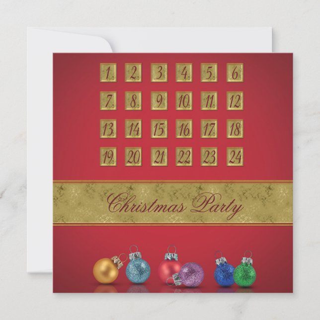 Invitación Ornamentos navideños de calendario anticipado (Anverso)