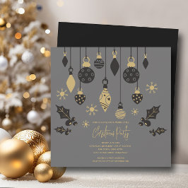 Invitación Ornamentos navideños de moda en gris