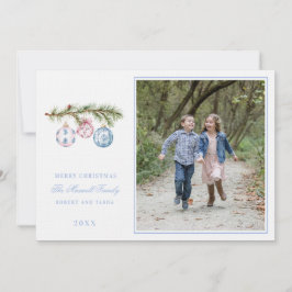 Invitación Ornamentos navideños rosas y azules