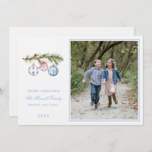 Invitación Ornamentos navideños rosas y azules