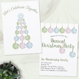 Invitación Ornamentos Pastel Personalizado de árbol de Navida