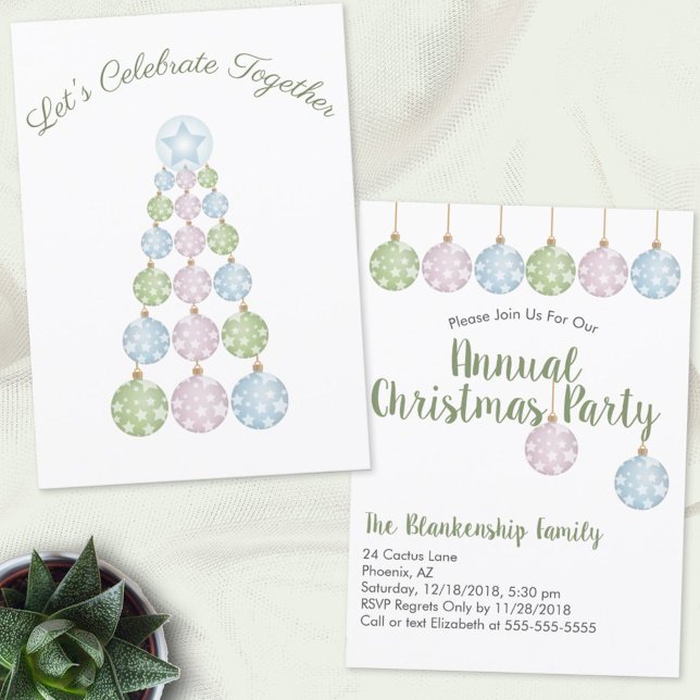 Invitación Ornamentos Pastel Personalizado de árbol de Navida (Subido por el creador)