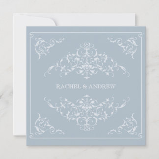 Invitación Ornamentos románticos Boda Azul claro