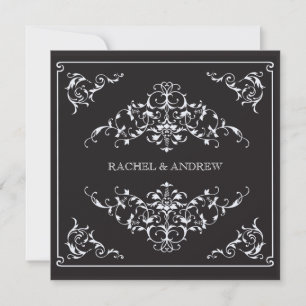 Invitación Ornamentos románticos Boda negro