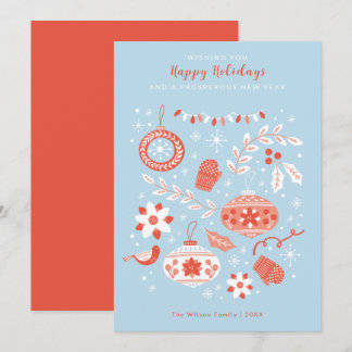 Invitación Ornamentos y Navidades modernos de nieve felices f