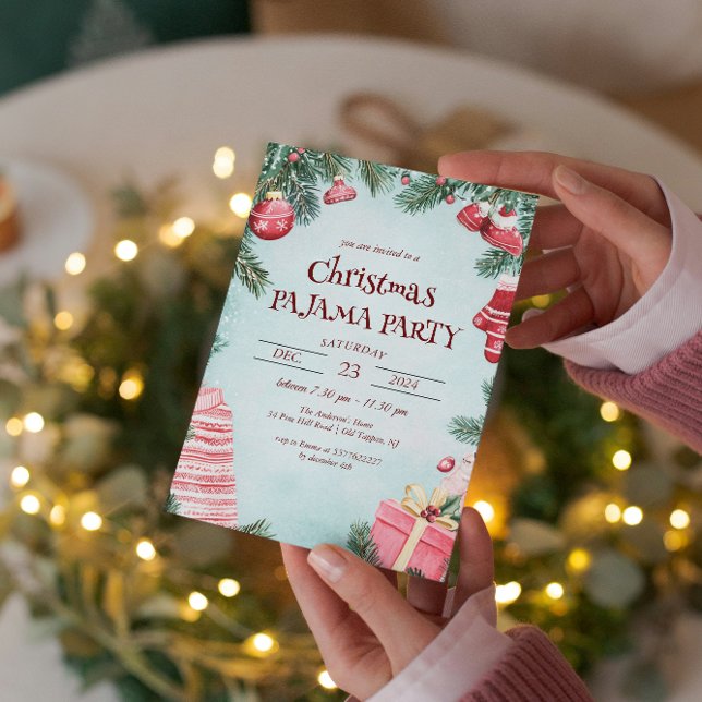 Invitación Ornamentos Y Presenta Navidades Fiesta Pajamas (Subido por el creador)