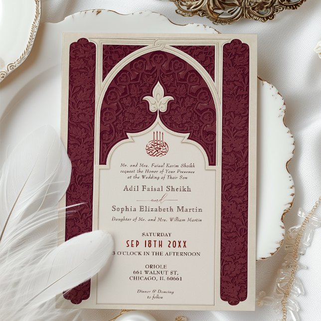 Invitación Ornate Arabesque, Boda islámico con marfil de Borg (Subido por el creador)