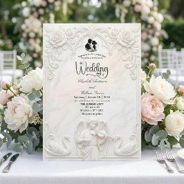 Invitación Ornate Baroque Angel & Swan Cameo Art Wedding 