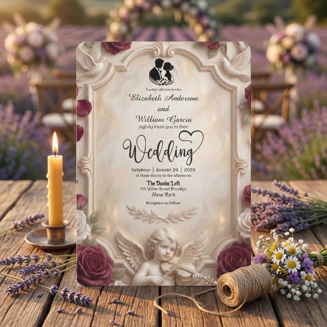 Invitación Ornate Baroque Cherub & Rose Vintage Wedding (Subido por el creador)