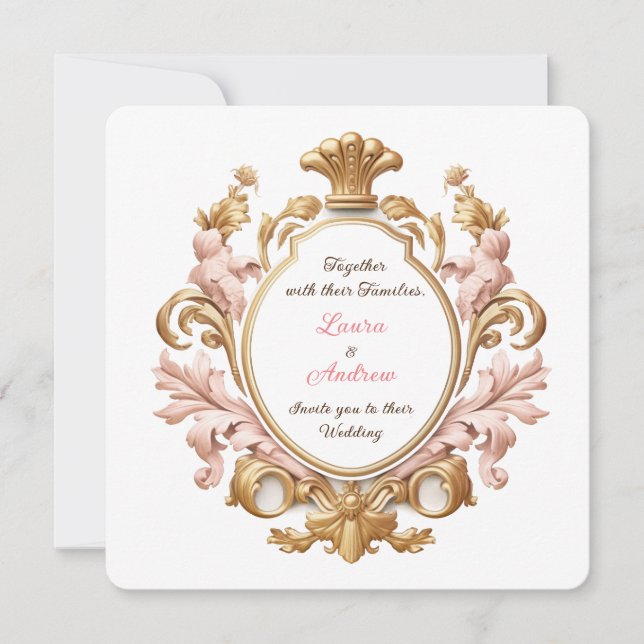 Invitación Ornate Baroque Floral Rococo Romance Wedding (Anverso)