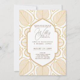Invitación Ornate Boda de Oro Blanco Elegante