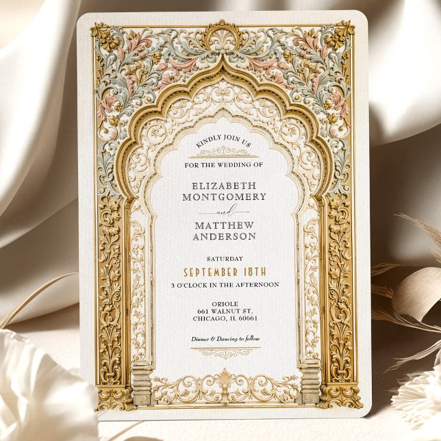 Invitación Ornate Boda del Arco de Oro Barroco Detallado (Subido por el creador)