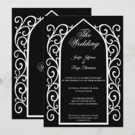 Invitación Ornate border black Gothic wedding Invitation