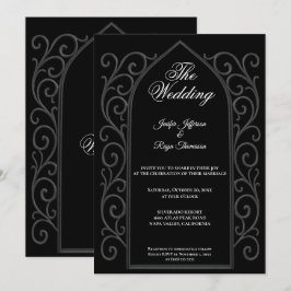 Invitación Ornate border black Gothic wedding Invitation