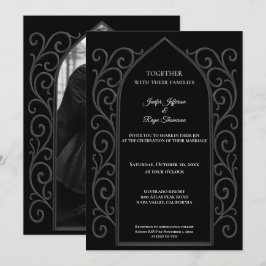 Invitación Ornate border Photo Gothic wedding Invitation