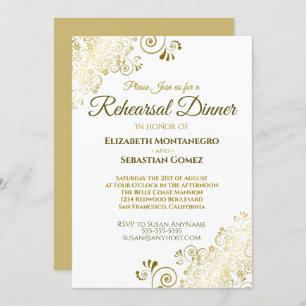 Invitación Ornate dorado Filigree Moda Boda ensayo Cena