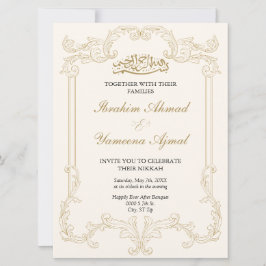 Invitación Ornate Elegant Cream Muslim Boda Nikkah
