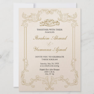 Invitación Ornate Elegant Cream Muslim Boda Nikkah