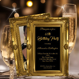 Invitación Ornate Elegant Photo Birday Party Gold