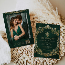 Invitación Ornate Emerald Gold Royal Elegant Wedding