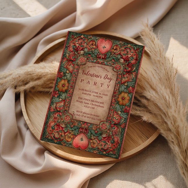 Invitación Ornate Floral Heart Valentine Party (Subido por el creador)