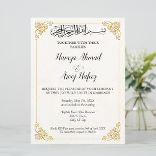 Invitación Ornate Gold Islamic Muslim Boda
