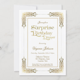 Invitación Ornate Gold Lace Surprise Fiesta de la cena de cum