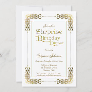 Invitación Ornate Gold Lace Surprise Fiesta de la cena de cum