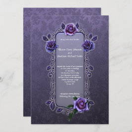 Invitación Ornate Gótico Boda Rosas Púrpura Oscuro |