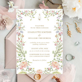 Invitación Ornate Grace Pastel Rubor Boda Floral