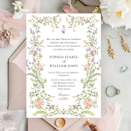 Invitación Ornate Grace Pastel Rubor Boda Floral