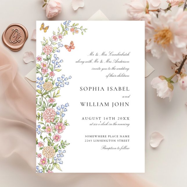 Invitación Ornate Grace Pastel Rubor Boda Floral (Subido por el creador)