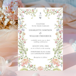Invitación Ornate Grace Pastel Rubor Boda Floral