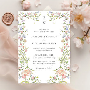 Invitación Ornate Grace Pastel Rubor Boda Floral