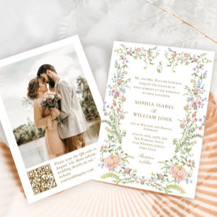 Invitación Ornate Grace Pastel Rubor Boda Floral Foto