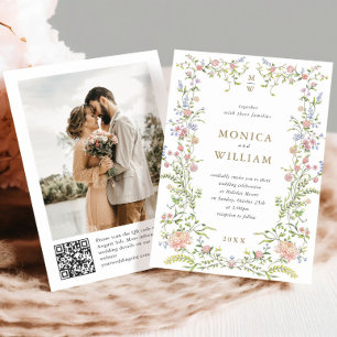 Invitación Ornate Grace Pastel Rubor Boda Floral Foto