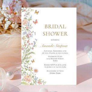 Invitación Ornate Grace Pastel Rubor Floral Bridal Shower