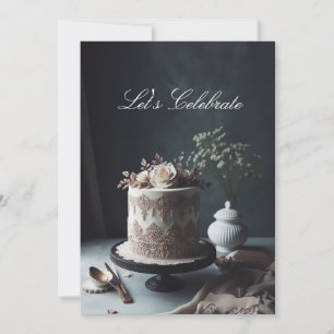 INVITACIÓN ORNATE LACE LOOK ANIVERSARY CAKE