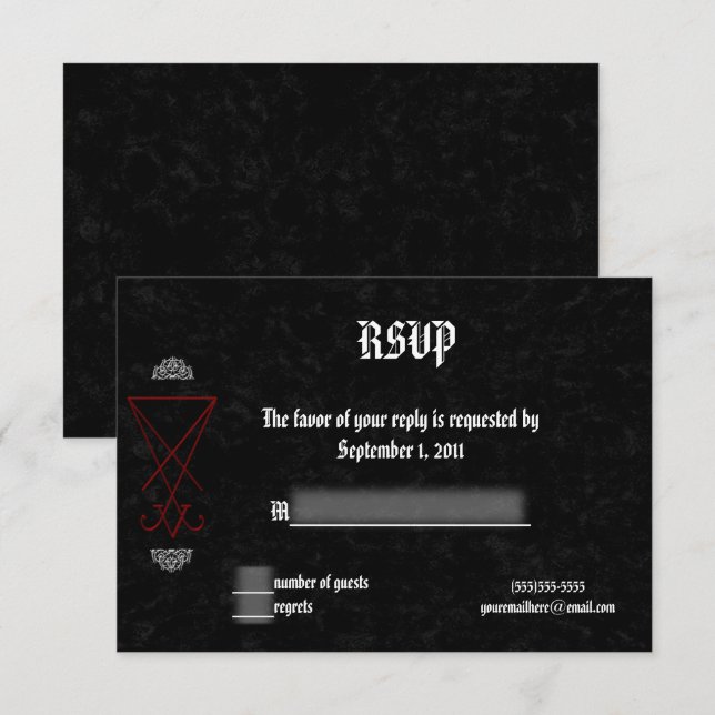 Invitación Ornate Luciferian Gótico oculto Wedding RSVP (Anverso / Reverso)