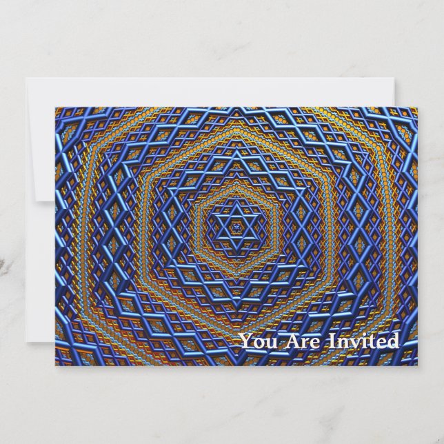 Invitación Ornate Metallic Magen David (Anverso)